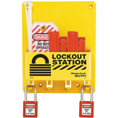 Compact Lockout Station, Thermoplastic Padlocks, 4 Padlock Capacity, Padlocks Included Sécurité Médic