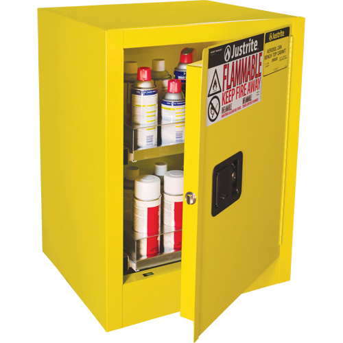 Armoire de s&eacute;curit&eacute; d'&eacute;tabli pour produits inflammables EX Sure-Grip, 24 gal., 1 Porte(s), 21" La x 27" h x 18" p Sécurité Médic