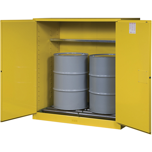 Sure-Grip&reg; EX Vertical Drum Storage Cabinets, 110 US gal. Cap., 2 Drums, Yellow Sécurité Médic