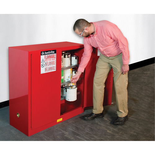 Armoire de s&eacute;curit&eacute; pour la peinture et les encres combustibles EX Sure-Grip, 40 gal., 3 tablettes Sécurité Médic