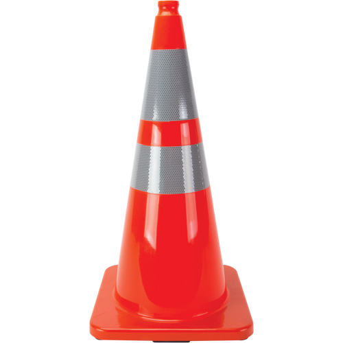 C&ocirc;nes en retrait, 28", Orange, Bande(s) r&eacute;fl&eacute;chissante(s) 4" & 6" Sécurité Médic