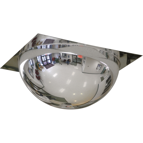 Miroir en d&ocirc;me avec panneau pour plafond suspendu, D&ocirc;me complet, Dessus ouvert, Diam&egrave;tre 24" Sécurité Médic