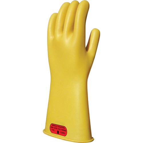Yellow Natural Rubber Insulating Gloves, ASTM Class 0, Size 8, 11" L Sécurité Médic