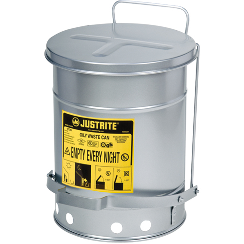 Contenants pour d&eacute;chets huileux, Homologu&eacute; FM/List&eacute; UL, 6 gal. US, Argent Sécurité Médic