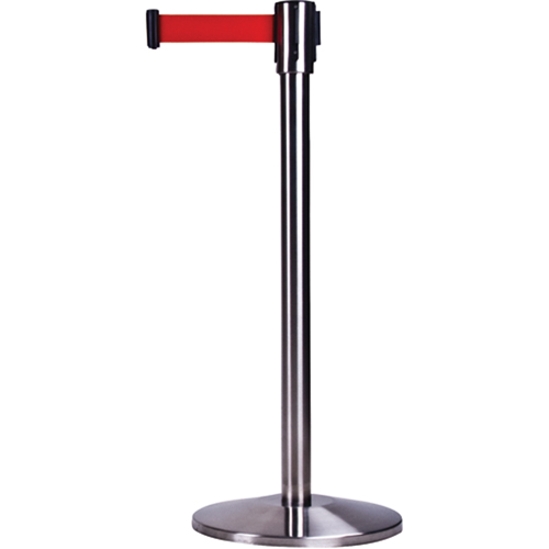 Barri&egrave;res sur pieds pour le contr&ocirc;le des foules, Acier, 35" h, Ruban Rouge, Longueur du ruban 7' Sécurité Médic
