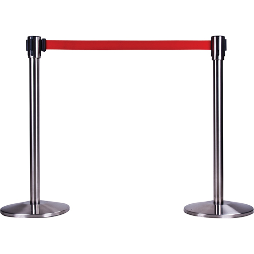 Poteau r&eacute;cepteur pour barri&egrave;res sur pieds pour le contr&ocirc;le des foules, Hauteur de 35", Acier inoxydable Sécurité Médic