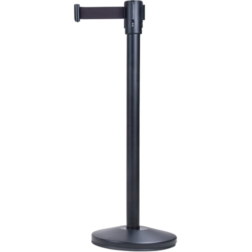 Barri&egrave;res sur pieds pour le contr&ocirc;le des foules, Acier, 35" h, Ruban Noir, Longueur du ruban 7' Sécurité Médic