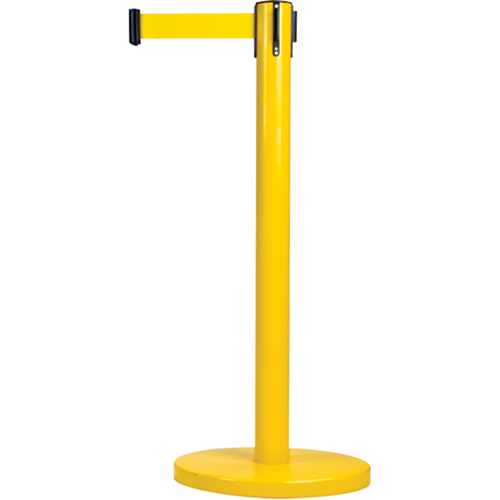 Barri&egrave;res sur pieds pour le contr&ocirc;le des foules, Acier, 35" h, Ruban Jaune, Longueur du ruban 7' Sécurité Médic