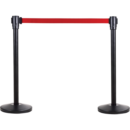 Poteau r&eacute;cepteur pour barri&egrave;res sur pieds pour le contr&ocirc;le des foules, Hauteur de 35", Noir Sécurité Médic