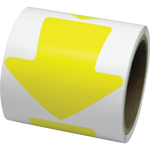 Coloured Floor Marking Decals, Arrow, 4" L x 4" W, Yellow, Vinyl Sécurité Médic