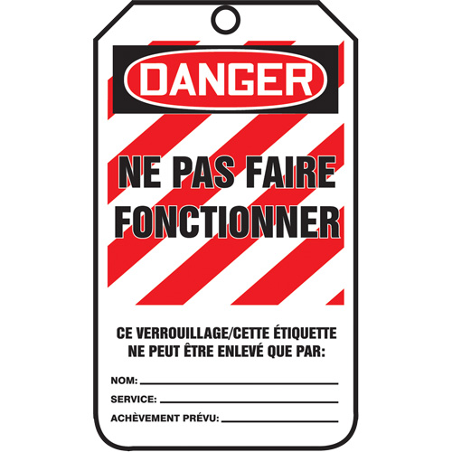 Lockout Tags, Plastic, 3-3/8" W x 5-7/8" H, French Sécurité Médic