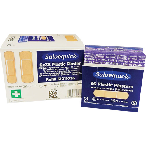 Salvequick&reg; Bandage Dispensing Systems Refills, Rectangular/Square, Plastic, Sterile Sécurité Médic