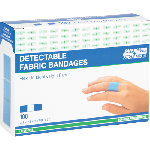 Bandages, Rectangular/Square, 3", Fabric Metal Detectable, Sterile Sécurité Médic