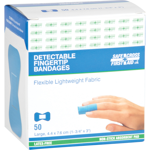 Bandages, Fingertip, 3", Fabric Metal Detectable, Sterile Sécurité Médic