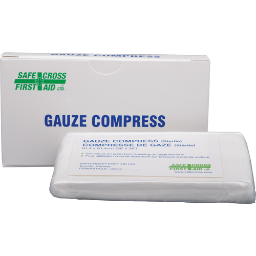 Compresses de gaze, Tampon, 36" lo x 36" la, St&eacute;rile, Dispositif m&eacute;dical Classe 1 Sécurité Médic