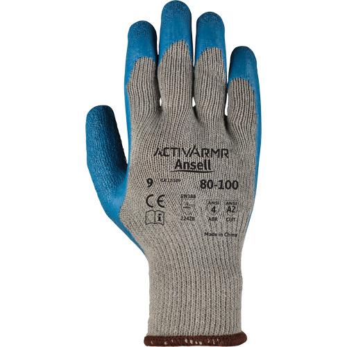 ActivArmr&reg; 80-100 Gloves, 9/Large, Rubber Latex Coating, 10 Gauge, Polyester/Cotton Shell Sécurité Médic