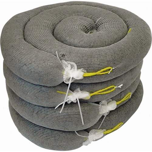 Premium Sorbent Boom, Universal, 10' L x 5" W, 35 Gal. Absorbancy, 4 /Pack Sécurité Médic