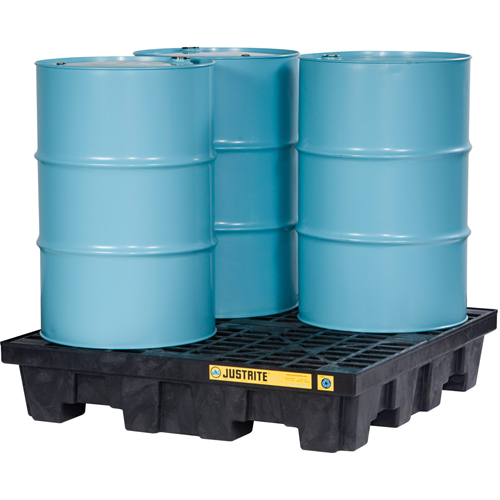 Palettes pour contr&ocirc;le des d&eacute;versements EcoPolyBlend avec drain, Capacit&eacute; de d&eacute;versement 73 gal. US, 49" x 49" x 10,3" Sécurité Médic