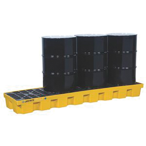 Palettes pour contr&ocirc;le des d&eacute;versements EcoPolyBlend avec drain, Capacit&eacute; de d&eacute;versement 75 gal. US, 97" x 25" x 9" Sécurité Médic