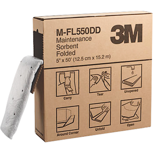 Folded Sorbents, 50' L x 5" W, 10.5 gal. Absorbancy Sécurité Médic