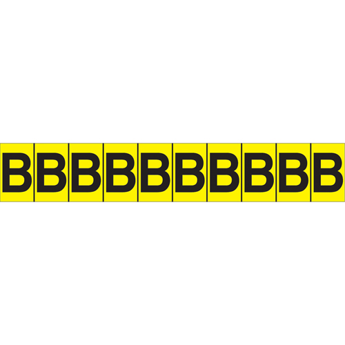 Rep&egrave;res adh&eacute;sifs &agrave; lettres individuelles, B, 1" h, Noir sur jaune Sécurité Médic