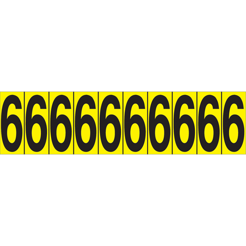 Individual Adhesive Number Markers, 6, 1-15/16" H, Black on Yellow Sécurité Médic