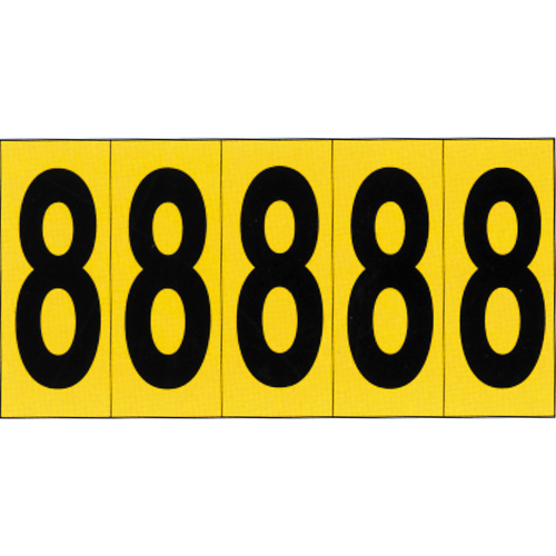 Individual Adhesive Number Markers, 8, 3-7/8" H, Black on Yellow Sécurité Médic