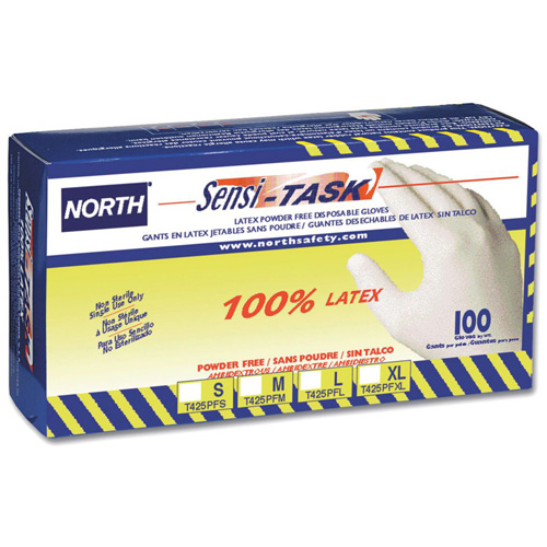 Gants jetables Sensi-Task, Grand, Latex, 5 mils, Sans poudre, Blanc Sécurité Médic