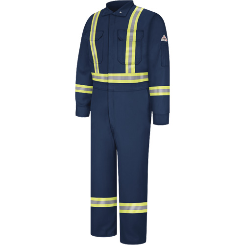 Flame-Resistant Coveralls with Reflective Trim, Size 38, Navy Blue, 12.2 cal/cm² Sécurité Médic