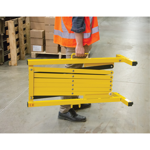Expandable Barrier, 37" H x 11' L, Black/Yellow Sécurité Médic