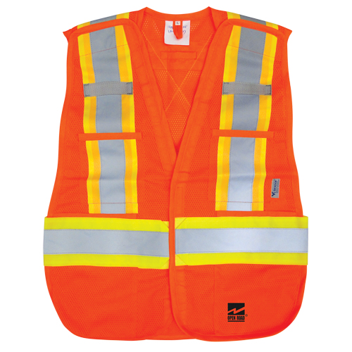 Open Road&reg; Tear Away Vest , High Visibility Orange, Polyester Sécurité Médic
