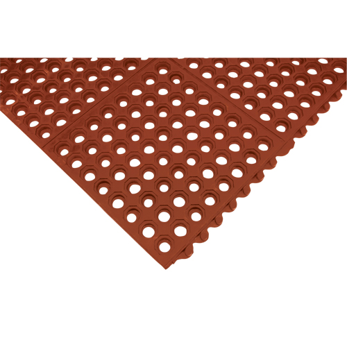 Anti-Fatigue Link Matting, Honeycomb, 3' x 3' x 1/2", Brown, Nitrile/Rubber Sécurité Médic
