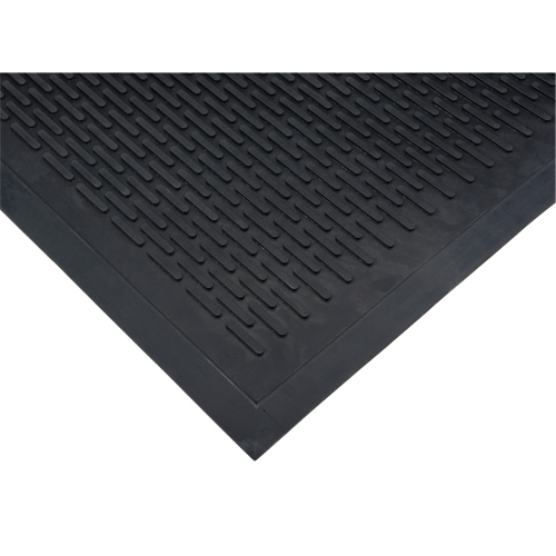 Low-Profile Matting, Rubber, Scraper Type, Solid Pattern, 3' x 5', Black Sécurité Médic