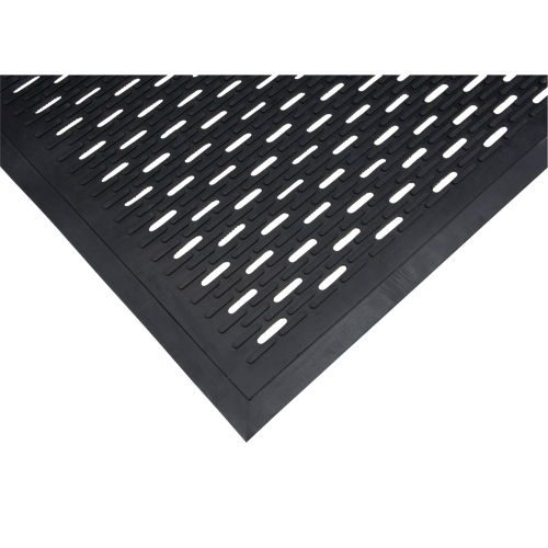 Low-Profile Matting, Rubber, Scraper Type, Slotted Pattern, 3' x 5', Black Sécurité Médic