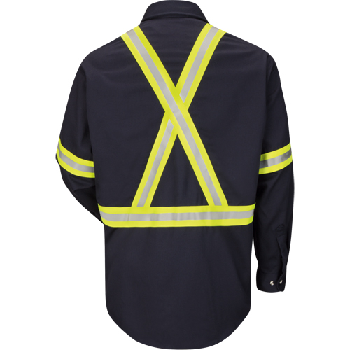 Chemise de travail avec bordure r&eacute;fl&eacute;chissante, Coton/nylon, Moyen, Orange haute visibilit&eacute; Sécurité Médic
