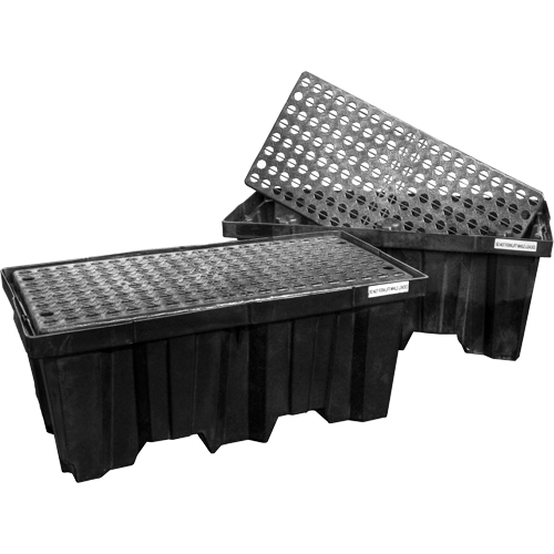 Nestable Spill Pallets, 66 US gal. Spill Capacity, 51" x 26" x 21" Sécurité Médic