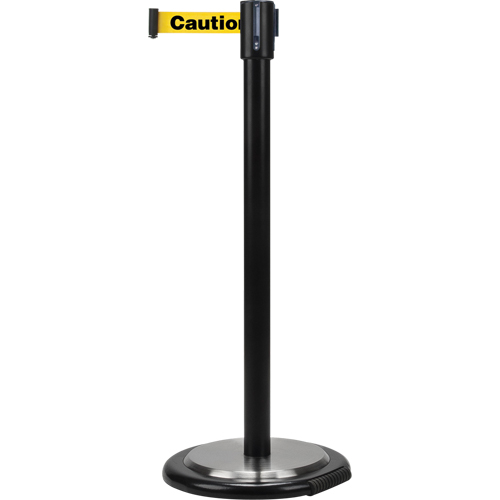 Barri&egrave;res sur pieds pour le contr&ocirc;le des foules, Acier, 35" h, Ruban Jaune, Longueur du ruban 7' Sécurité Médic