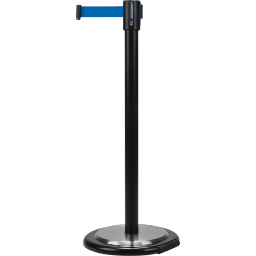 Barri&egrave;res sur pieds pour le contr&ocirc;le des foules, Acier, 35" h, Ruban Bleu, Longueur du ruban 7' Sécurité Médic