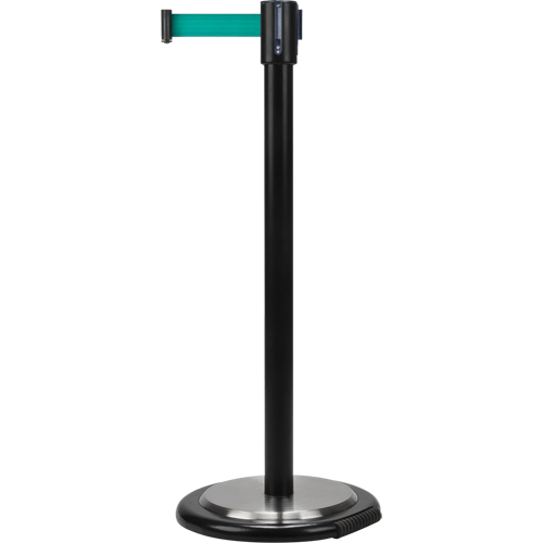 Barri&egrave;res sur pieds pour le contr&ocirc;le des foules, Acier, 35" h, Ruban Vert, Longueur du ruban 7' Sécurité Médic