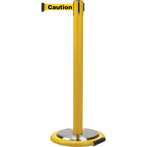 Free-Standing Crowd Control Barrier, Steel, 35" H, Yellow Tape, 7' Tape Length Sécurité Médic