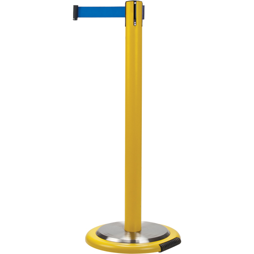 Barri&egrave;res sur pieds pour le contr&ocirc;le des foules, Acier, 35" h, Ruban Bleu, Longueur du ruban 7' Sécurité Médic