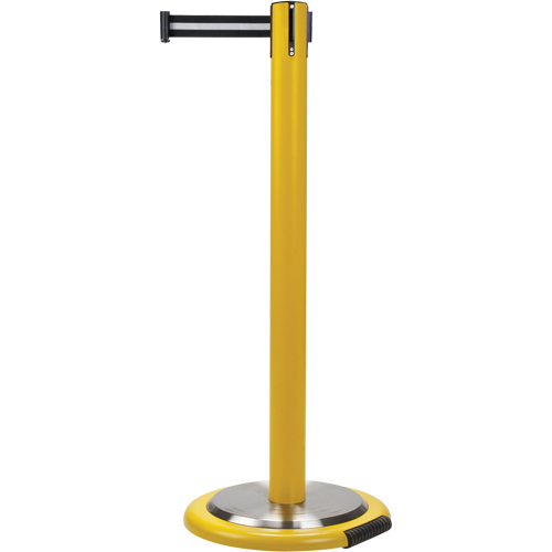 Free-Standing Crowd Control Barrier, Steel, 35" H, Black/White Tape, 7' Tape Length Sécurité Médic