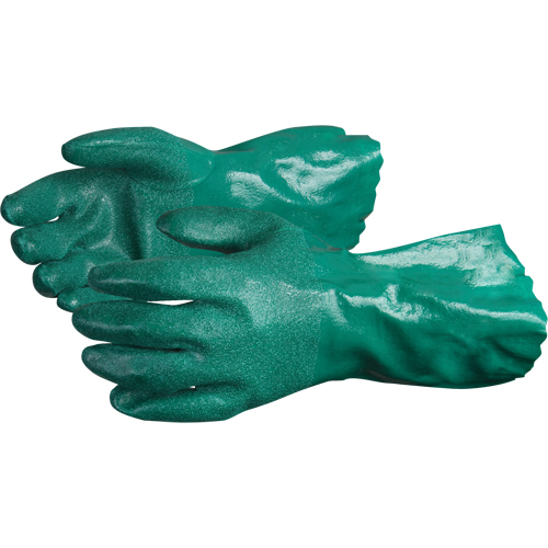Chemstop Gloves with Crushed Ceramic-Powder Grip Finish, Size Medium/8, 12" L, Nitrile, Cotton Jersey Inner Lining, 40-mil Sécurité Médic