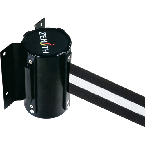 Wall Mount Barrier, Steel, Screw Mount, 7', Black/White Tape Sécurité Médic
