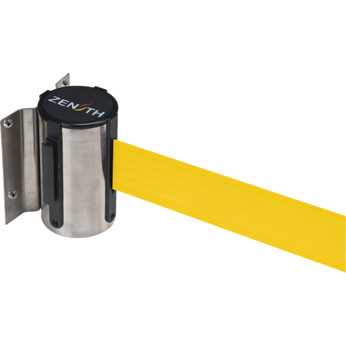Wall Mount Barrier, Steel, Screw Mount, 7', Yellow Tape Sécurité Médic