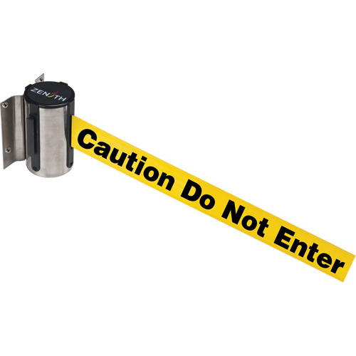 Wall Mount Barrier, Steel, Screw Mount, 7', Yellow Tape Sécurité Médic