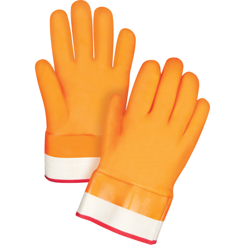 Gants doubl&eacute;s pour l'hiver r&eacute;sistants aux produits chimiques, Taille Grand/9, 10" lo, PVC, Doublure en Molleton de mousse, Gant de calibre hiver Sécurité Médic