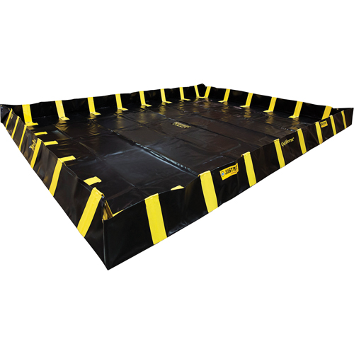 Bermes de confinement avec supports int&eacute;rieurs de parois QuickBerm , Capacit&eacute; 2990 gal. US, 20' la x 20' lo x 12" h, Support &agrave; encliqueter Sécurité Médic