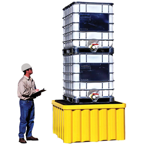 Palette antid&eacute;versement avec drain Ultra-IBC Spill Pallet , Capacit&eacute; de d&eacute;versement 400 gal. US, 58,75" x 58,75" x 33" Sécurité Médic