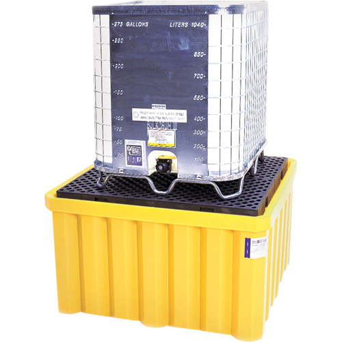 Palette antid&eacute;versement avec drain Ultra-IBC Spill Pallet , Capacit&eacute; de d&eacute;versement 400 gal. US, 58,75" x 58,75" x 33" Sécurité Médic